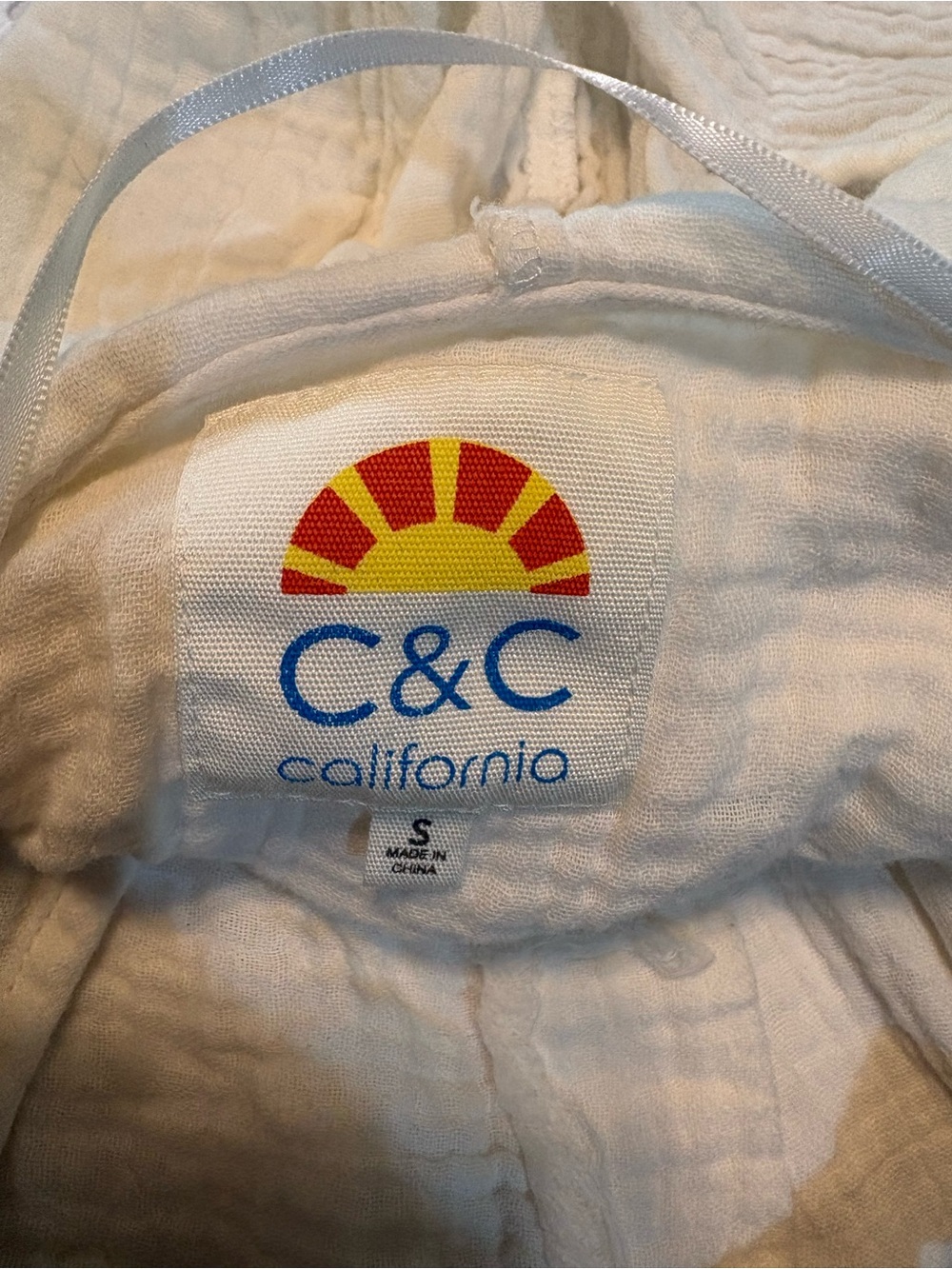 C&C California White Cotton Gauze Hooded Pullover Top Large | Coastal Beach Boho - Picture 7 of 7